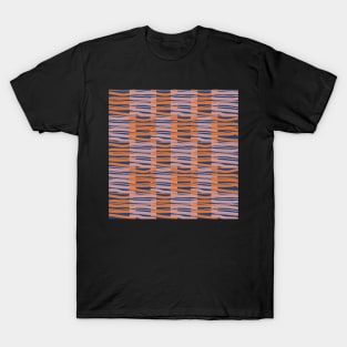 Contemporary Retro Orange Pink Blue Abstract Fibres Pattern T-Shirt